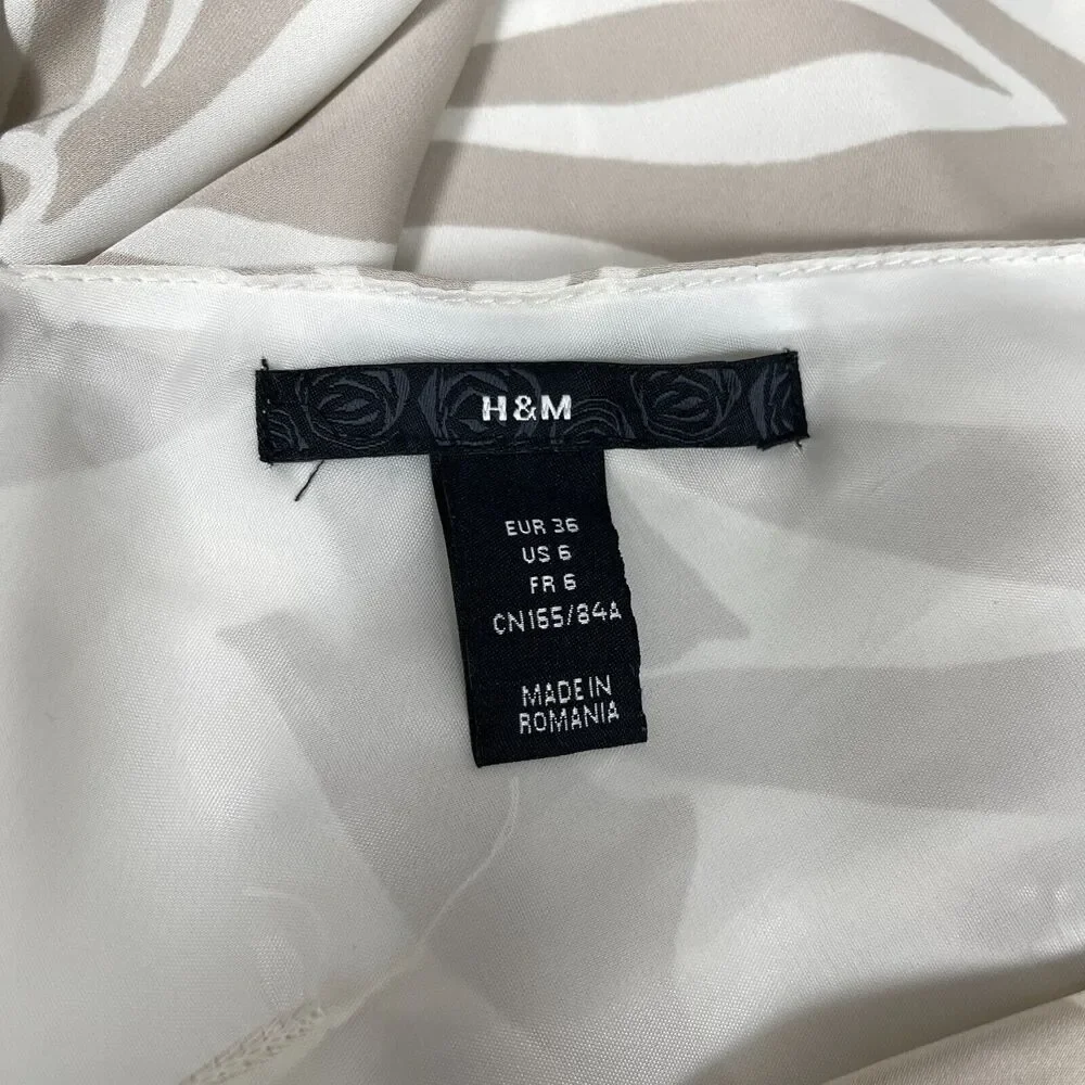 H & M Women's Dress Size‎ 6 Beige White Floral Sleeveless